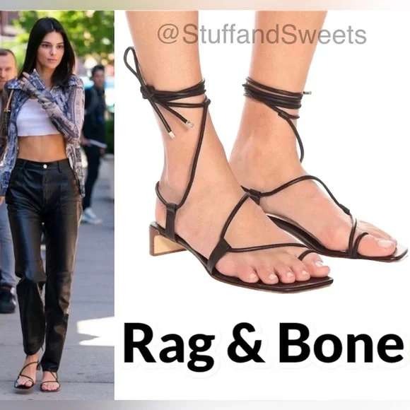 Rag & Bone Cindy Tie Sandals Womens Black 39.5